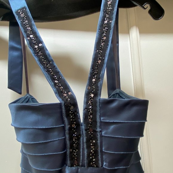 BCBG MaxAzria Tiered Satin Short Dress - Picture 2 of 6